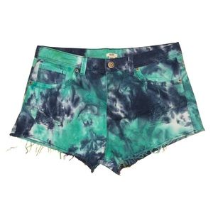 Forever 21 Blue Green Tie-dye Cutoff Shorts